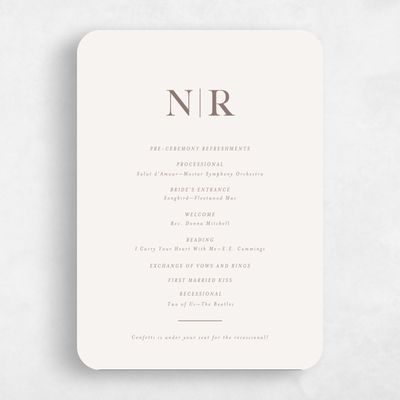 Beige Rounded Wedding Program - Holt