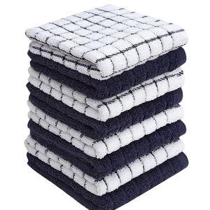 Bumble Dish Towels & Dish Cloths (8 Pack) | 100% Cotton Kitchen Towels | 12" x 12" | 405 GSM | Soft, Highly Absorbent & Durable Rags for Washing Dishes | Navy