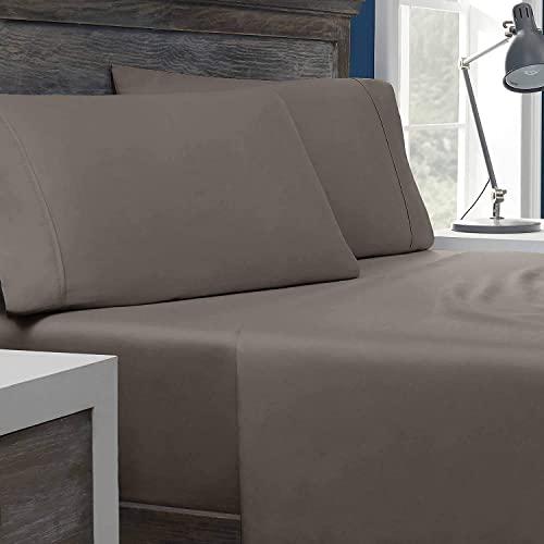 Columbia Organic Cotton Sateen Weave Performance Sheet Set – 300TC with Omni-Wick Moisture Wicking Stay Dry Technology - 100% GOTS Certified Organic Cotton – King 4-Piece Sheet Set, Stratus Grey