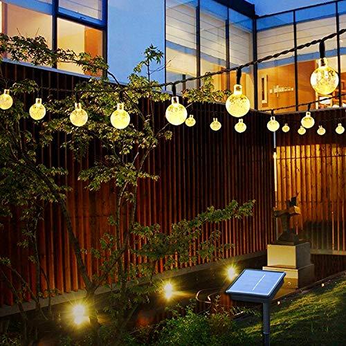 Solar String Lights Outdoor Crystal Ball Waterproof Globe String Lights 31ft 50LED Solar Powered Fairy Lighting for Garden Home Landscape Holiday Decorations (Warm White)