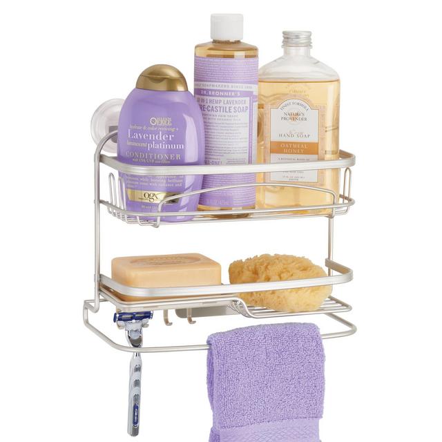 Better Homes & Gardens 2 Tier Suction Shelf, Matte Satin