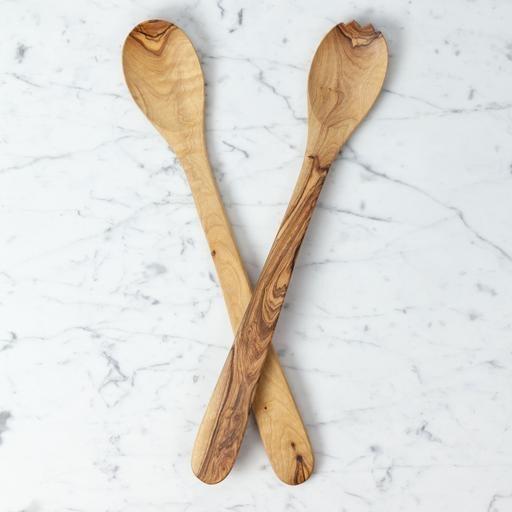 Olivewood Salad Server Set - Extra Long Handle - 16"