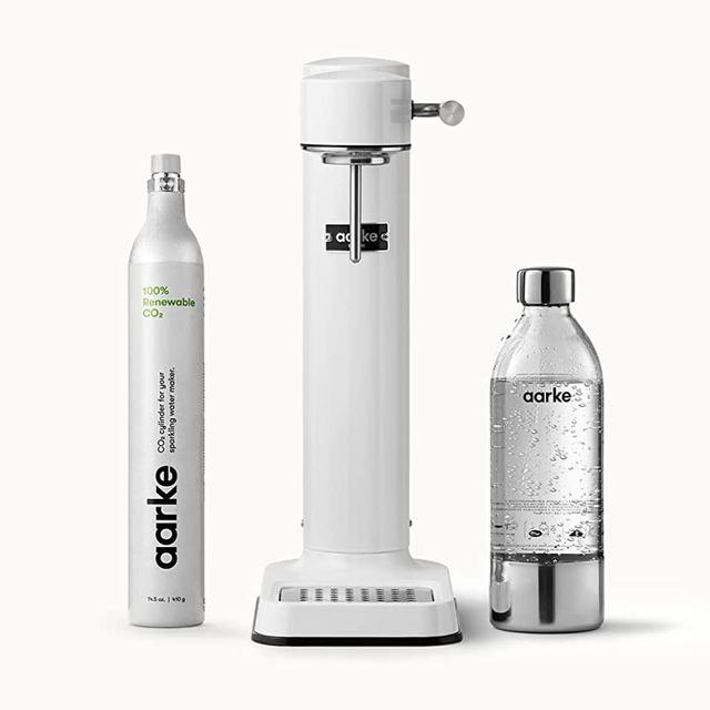 aarke - Carbonator III Premium Carbonator - Sparkling & Seltzer Water Soda Maker Soda Maker with PET Bottle (White, With CO2 Cylinder)