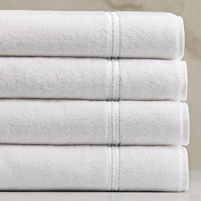 Hotel Satin Stitch Turkish Cotton Towel Collection - White