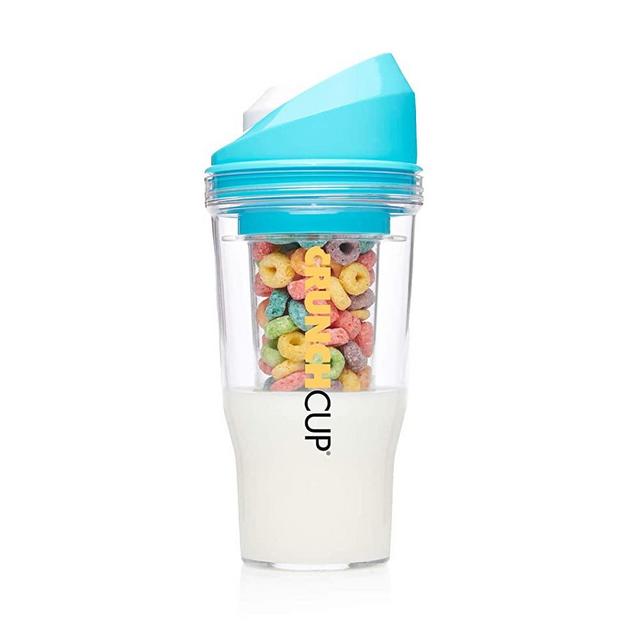 The CrunchCup XL - A Portable Cereal Cup - No Spoon. No Bowl. It's Cereal On The Go. (Blue)