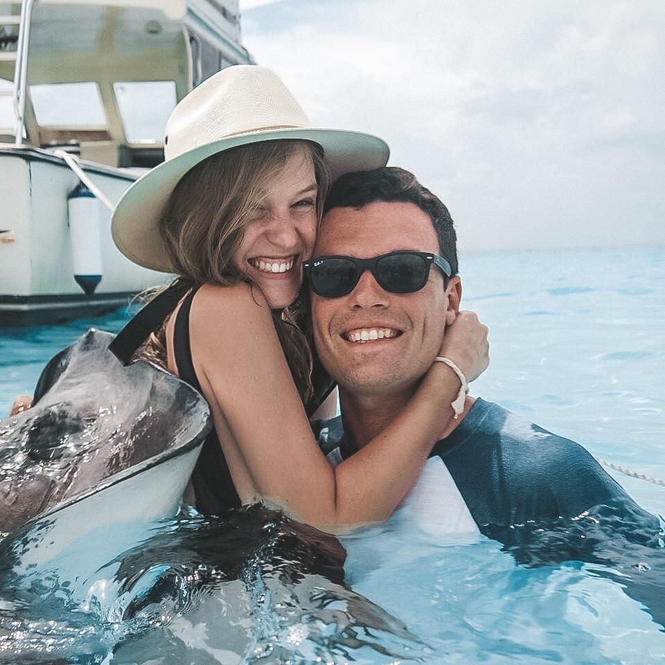 At the stingray sandbar in the Cayman Islands