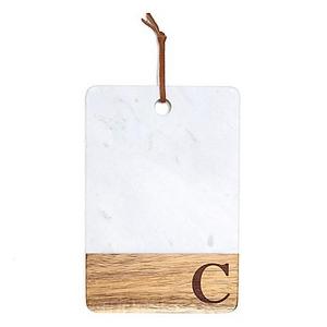 Artisanal Kitchen Supply® Monogram Letter "C" Marble and Acacia Wood Paddle Board