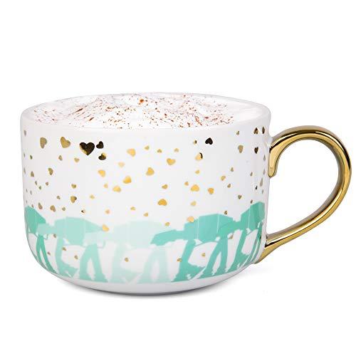 Star Wars AT-AT Ceramic Coffee Latte Mug - Cute Pinache Gold Hearts and Imperial Walker Design