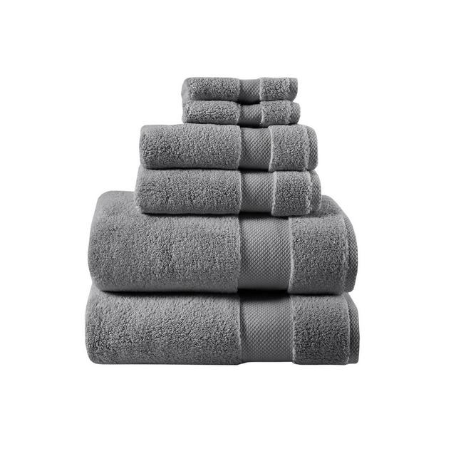 6pc Luxor Cotton Bath Towel Set Charcoal