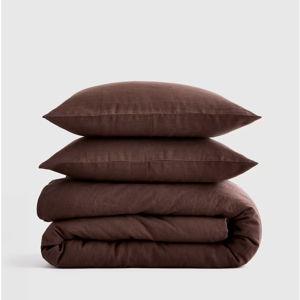 European Linen Duvet Cover Set in Espresso