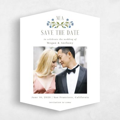 White Diamond Wedding Save the Date - Feuille Photo