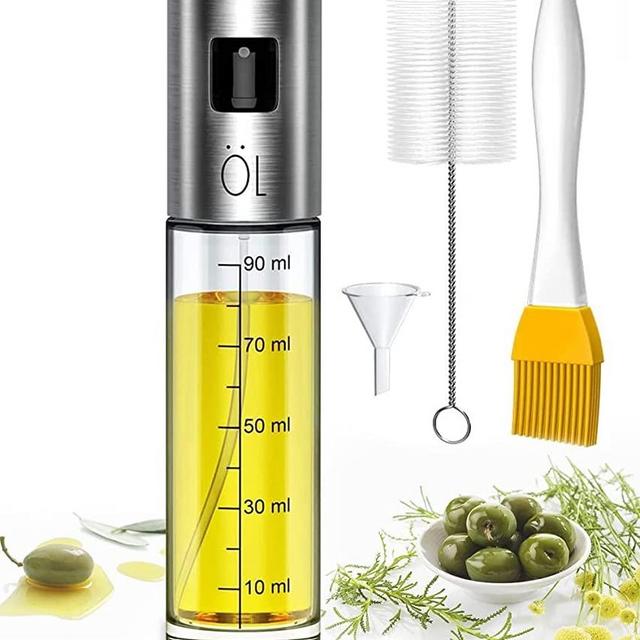 Leaflai Oil Sprayer for Cooking, Olive Oil Spray Bottle for Kitchen 100ml Glass Olive Oil Sprayer Mister Oil Vinegar Spritzer Sprayer Glass Bottles for Cooking/Salad/Barbecue
