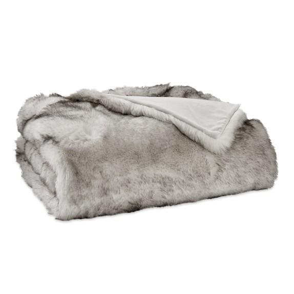 Faux Wolf Fur Throw