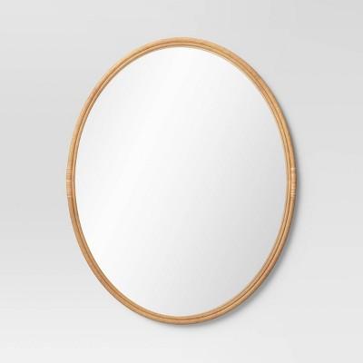 21" x 26.5" Oval Rattan Wall Mirror Natural