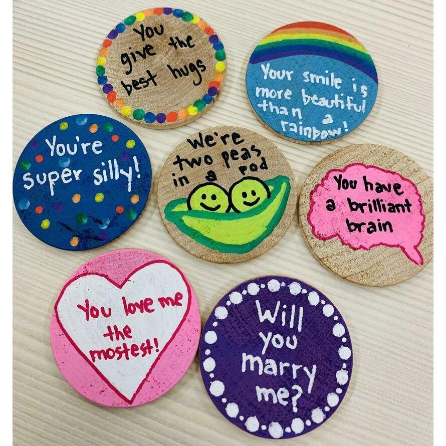 These are some of the wooden medallions that Christina made for the proposal.