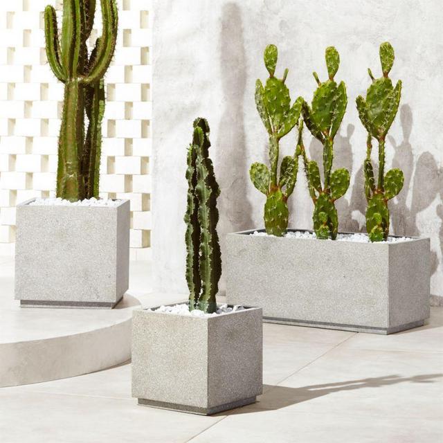 Playa Rectangle Grey Planter