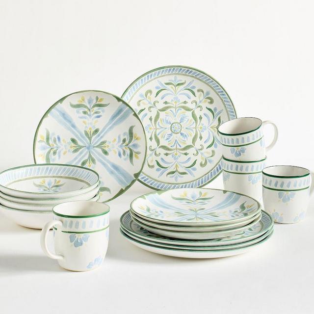 Chambray Tile Stoneware 16-Piece Dinnerware Set - Chambray