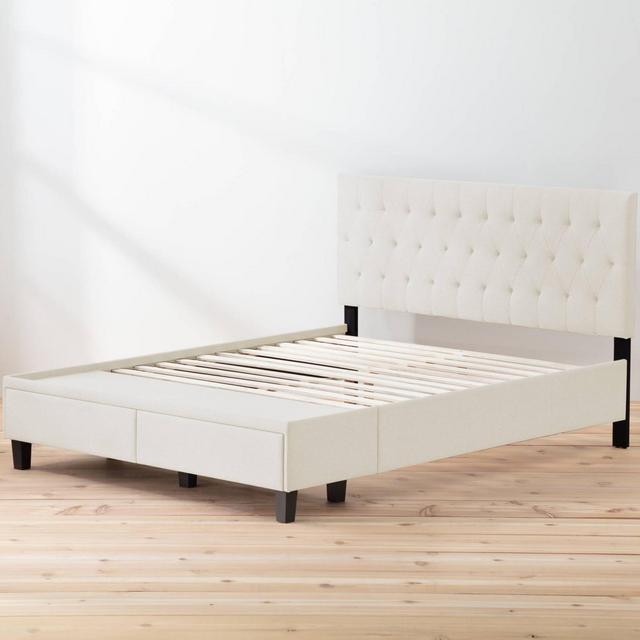 Full Anna Upholstered Bed with Drawers Cream - Brookside Home