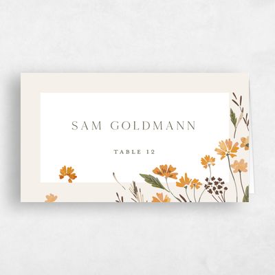 Linen, Orange Wedding Place Card - Alires