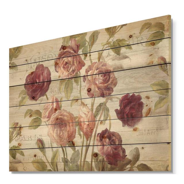 Farmhouse 'French Roses I' Print on Wood