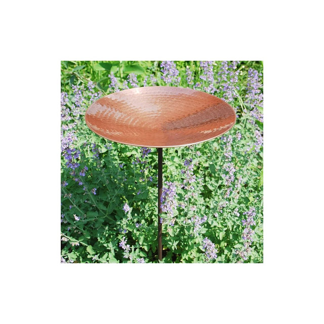 36" Iron and Stainless Steel Birdbath Bowl with Stake Brown - ACHLA Designs
