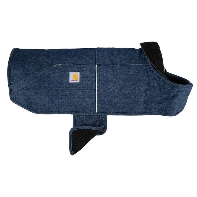 Carhartt Firm Duck Dog Chore Coat, Insulated Weather Resistant Jacket for Cold and Windy Conditions, Denim, Medium