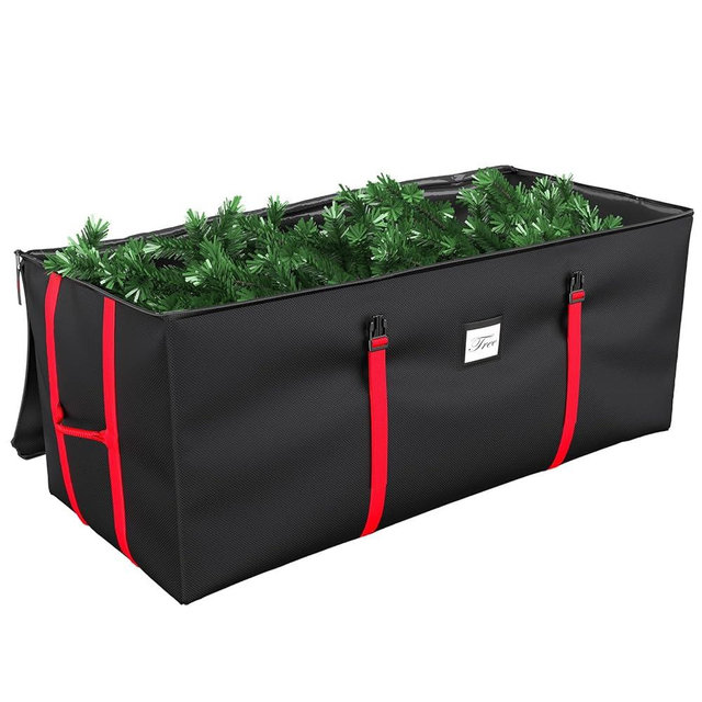 Mrrihand Christmas Tree Storage Bag, Large Artificial Christmas Tree, Anti-Tear Heavy-Duty 600D Oxford Cloth Christmas Tree Storage Box with Handles, Christmas Tree Storage Container (Black, 9Ft)