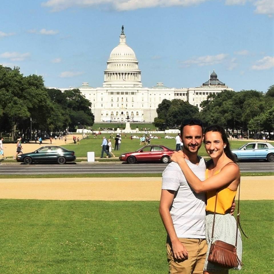 Unsuspecting me, Sophia, touring D.C. with Caleb and friends before our dinner cruise and engagement!