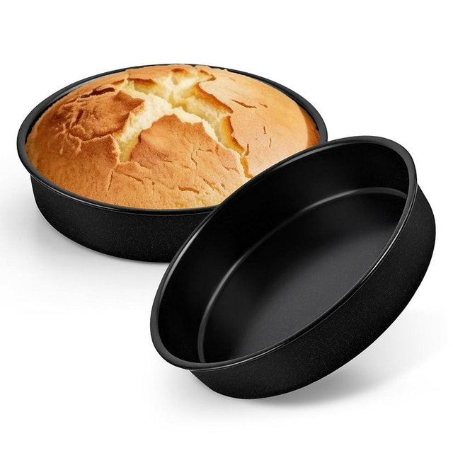 P&P CHEF 9 Inch Cake Pan Set of 2, 2 Pieces Nonstick Round Cake Baking Pans, Stainless Steel Smash Layer Cake Tin Bakeware for Cooking Steaming, Healthy & Sturdy, Oven & Dishwasher Safe