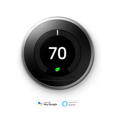 Google Nest Learning Smart Thermostat with WiFi Compatibility (3rd Generation) - Stainless Steel