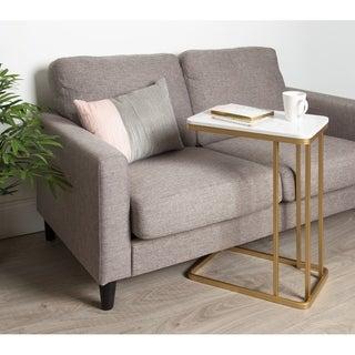 Kate and Laurel Credele Modern-Glam C-shaped Table with Metal Base