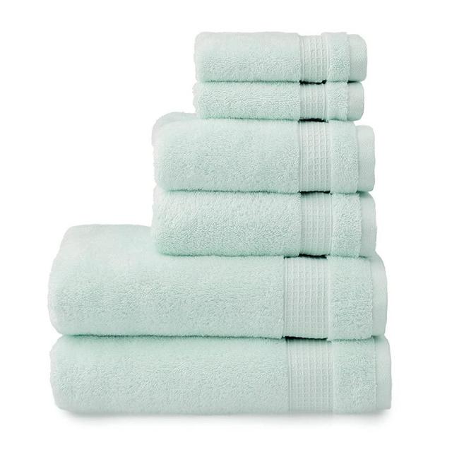 MARTHA STEWART Noah Turkish Cotton Bath Towels Set - 6 Piece | 2 Bath Towels - 2 Hand Towels - 2 Washcloths | Shower | Luxury Towels for Bathroom | Bath Essentials | Turquoise Blue