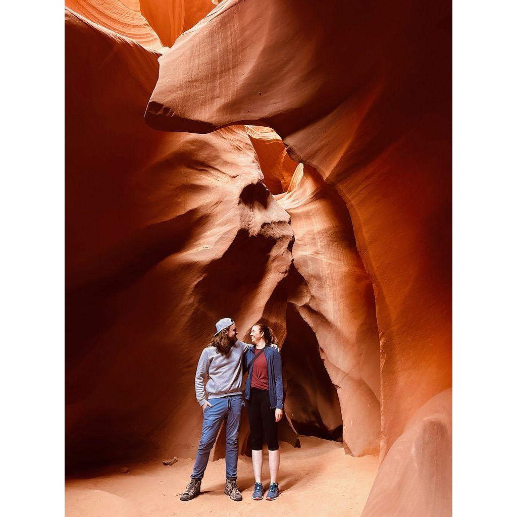 At Antelope Canyon in Arizona. Joe's job as a tour guide from Vegas has shown us some amazing places!