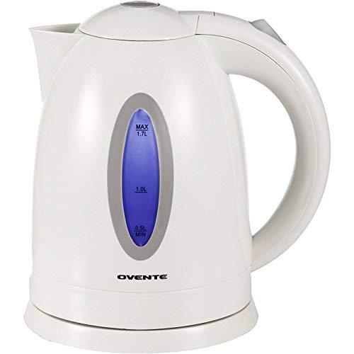 Ovente Electric Kettle 1.7 Liter Water Boiler & Tea Heater with LED Indicator Light,1100 Watts Fast & Concealed Heating Element, BPA-Free, Auto Shutoff Function and Boil Dry Protection, White (KP72W)