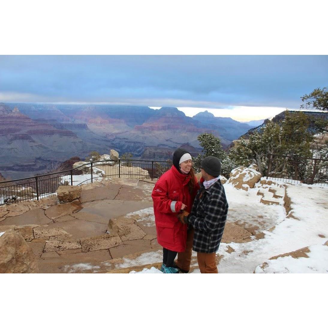 We braved the cold of winter camping at the Grand Canyon together shortly after our engagement.