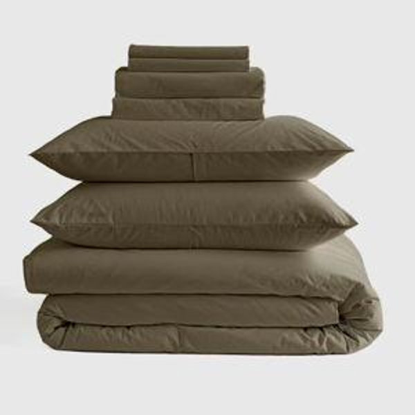 FULL SIZE, Organic Brushed Cotton Duvet Cover Set in Dusty Olive