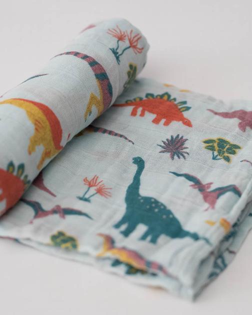 LU + Jurassic World Cotton Swaddle - Embroidosaurus