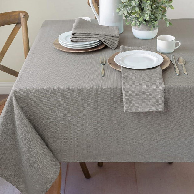 Benson Mills Cameron Textured Fabric Table Cloth, for Everyday Home Dining, Parties, Weddings & Holiday tablecloths (60" x 104" Rectangular, Grey)