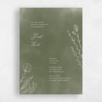 Olive, Green Wedding Invitation - Dubuque Bloom