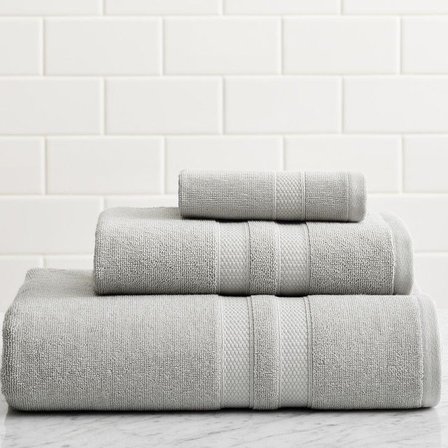 Plush Terry Bath Towels, Gray Mist