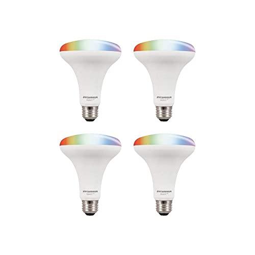 SYLVANIA Smart+ Wi-Fi Full Color Dimmable BR30 LED Light Bulb, CRI 90+, 65W Equivalent, Works with Alexa and Google Assistant, 4 Pack