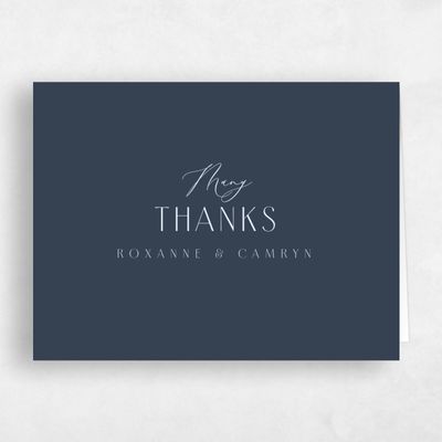 Grayed Navy, Blue Wedding Thank You - Paloma Landscape