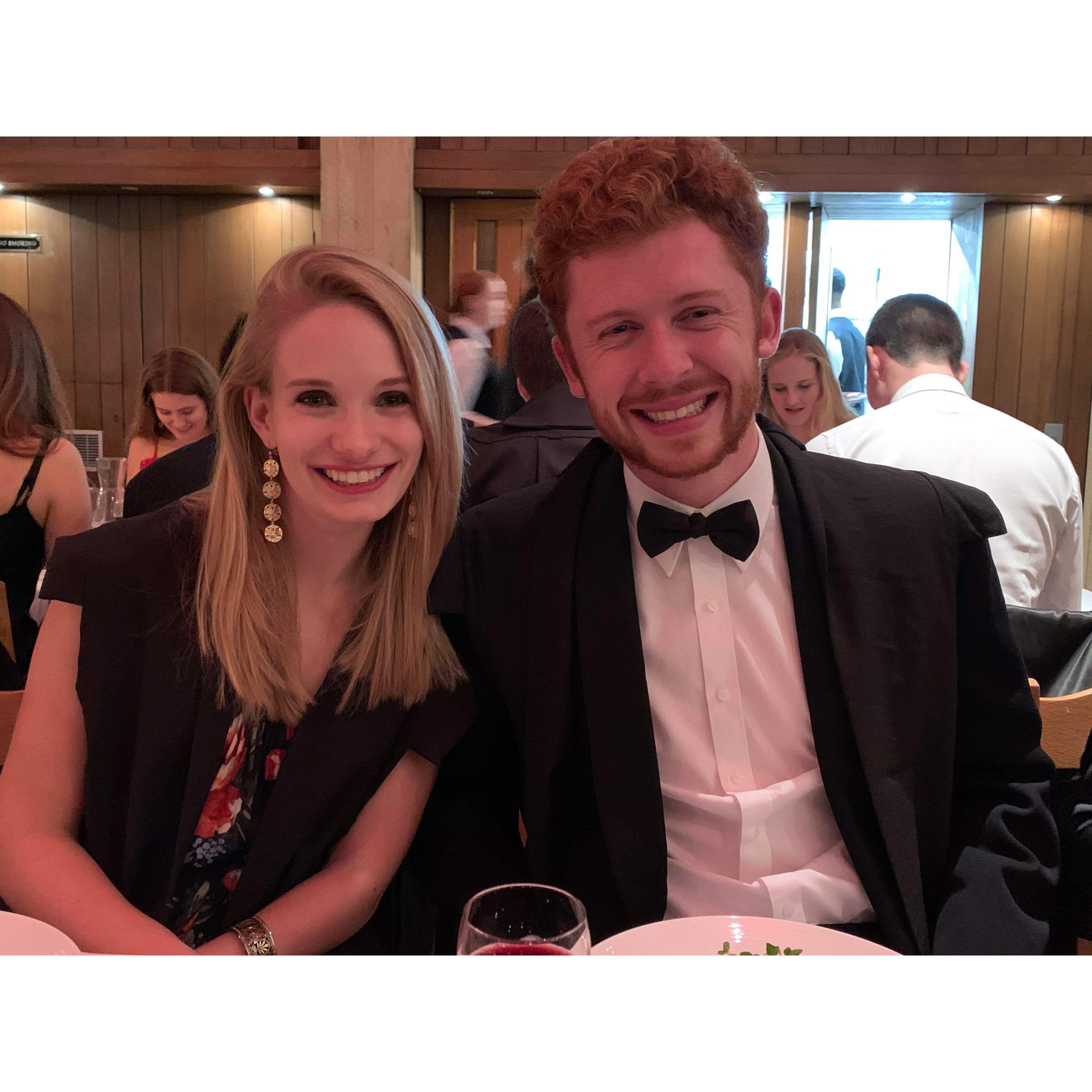 Dressed up for weekly formal hall at our Oxford college