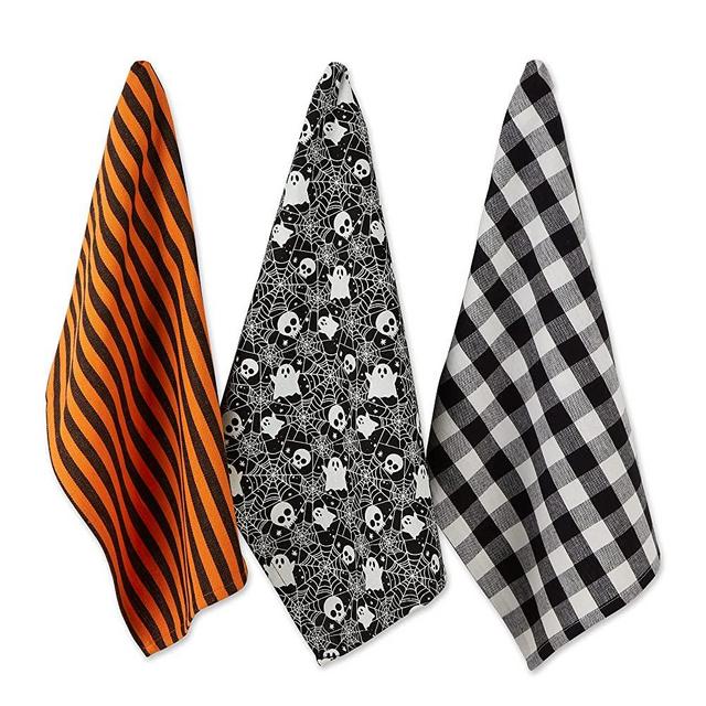 DII Halloween Kitchen Collection Printed Dishtowel Set, 18x28, Haunted Objects 3 Piece