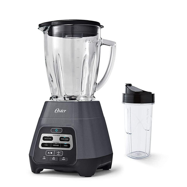 Oster Master Series Blender with Texture Select Settings, Blend-N-Go Cup and Glass Jar, Grey