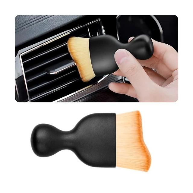 Blilo Car Interior Detailing Brush, Auto Soft Hair Cleaning Brushes, Curved Dirt Dust Collectors, Removal Tool for Dashboard Air Conditioner Vents Leather Computer, Scratch Free (Brown)