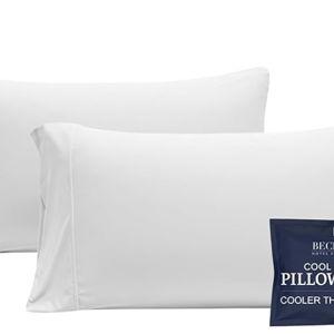 Cooling Pillowcases for Hot Sleepers, King Size Set of 2, Cool Bedding, Envelope Closure, Silky Soft, Breathable, Moisture-Wicking, White