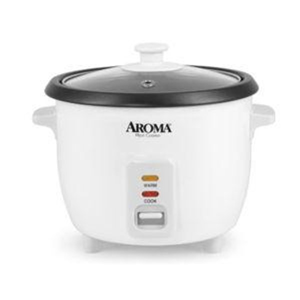 Aroma Housewares Aroma 6-cup (cooked) 1.5 Qt. One Touch Rice Cooker, White (ARC-363NG), 6 cup cooked/ 3 cup uncook/ 1.5 Qt.