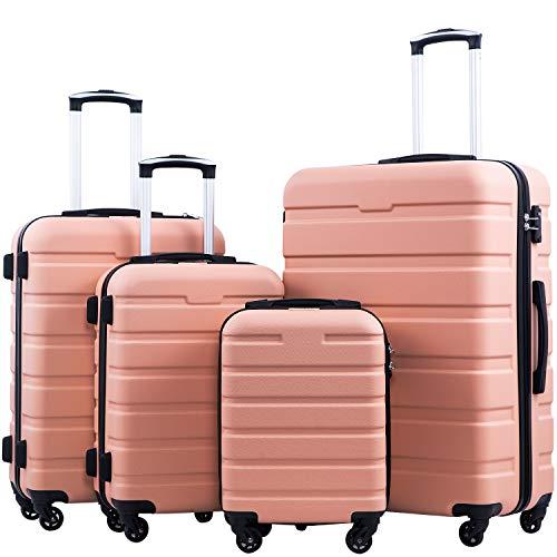 Coolife Luggage 3 Piece Set Suitcase Spinner Hardshell Lightweight TSA Lock 4 Piece Set