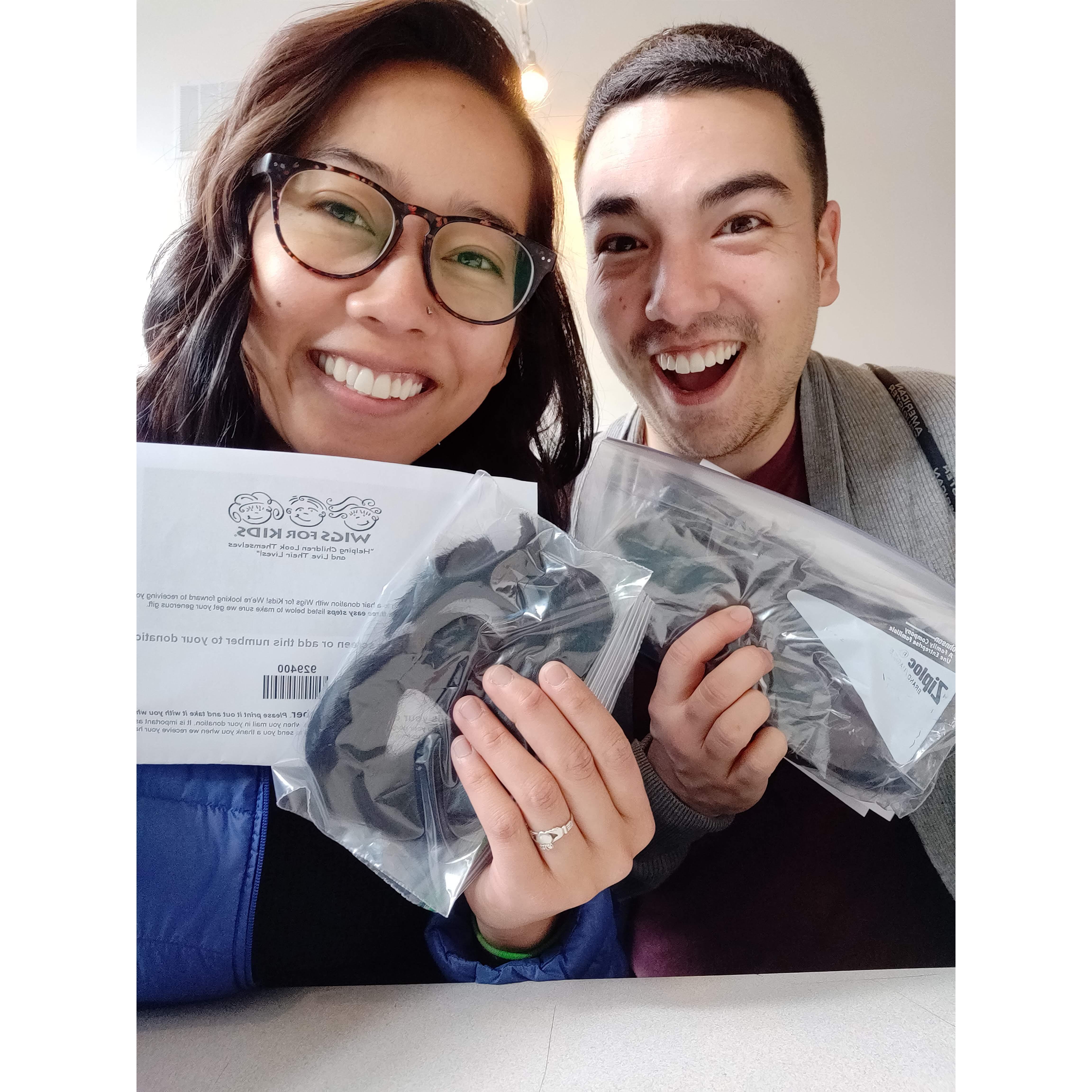 We donated our hair as a activity for our first weekend trip together.